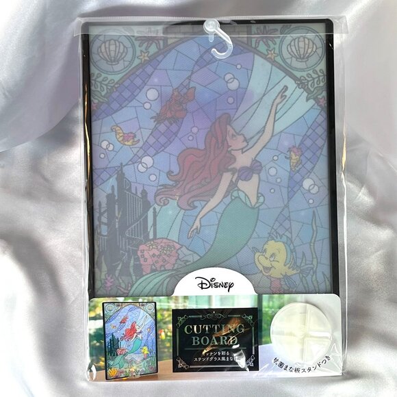 Disney The Little Mermaid Ariel Stained Glass Cutting Board New Sealed Stickers - Picture 4 of 9